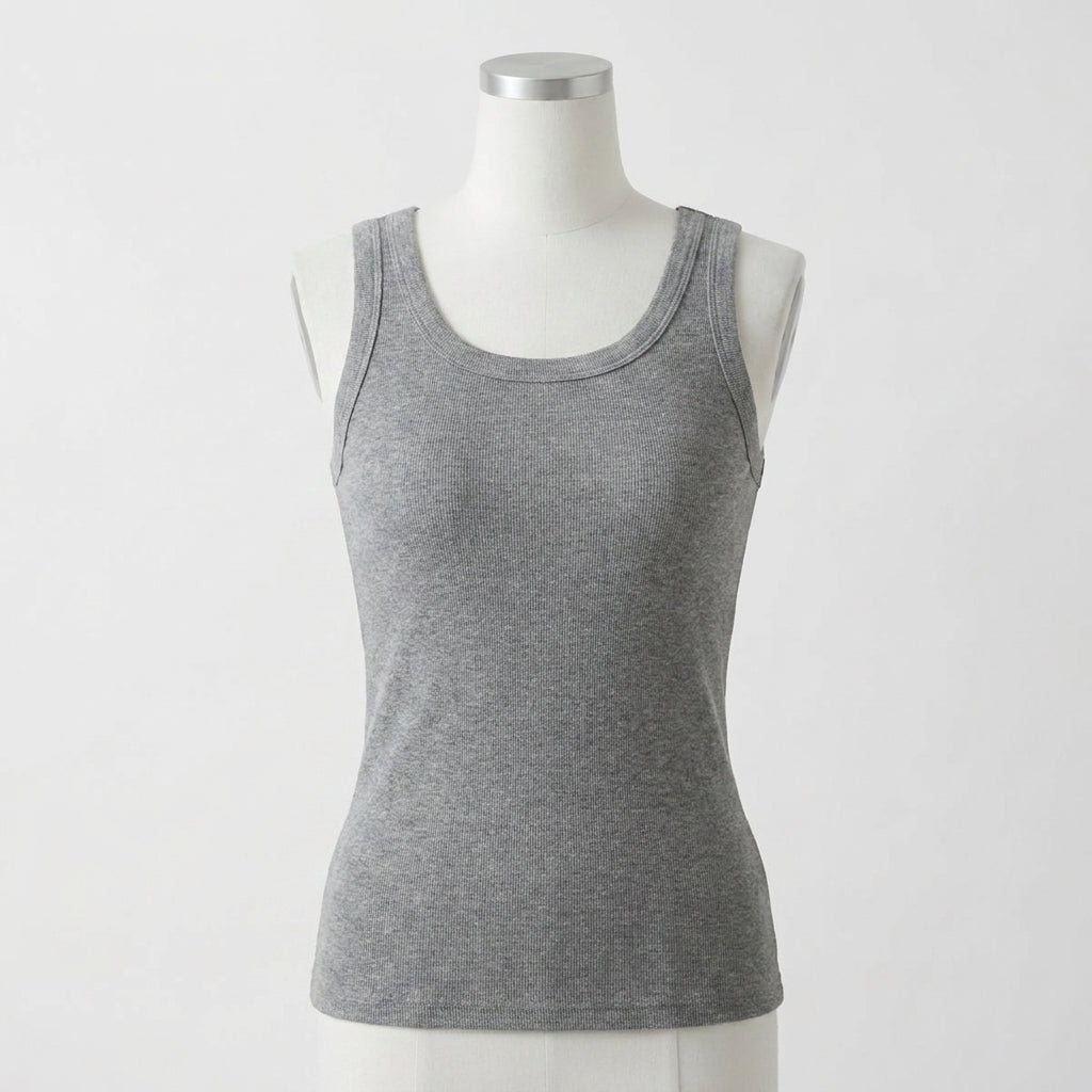 Linda's Geribbelde Katoenen Tanktop Met Ingebouwde Beha