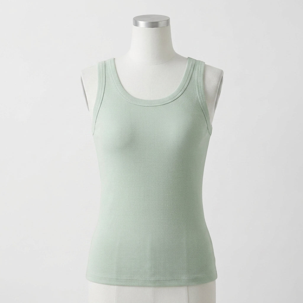 Linda's Geribbelde Katoenen Tanktop Met Ingebouwde Beha