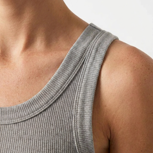 Linda's Geribbelde Katoenen Tanktop Met Ingebouwde Beha